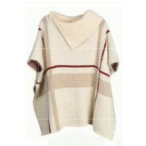 Arianna By Howard's Rib Knit Collar Poncho Ivory